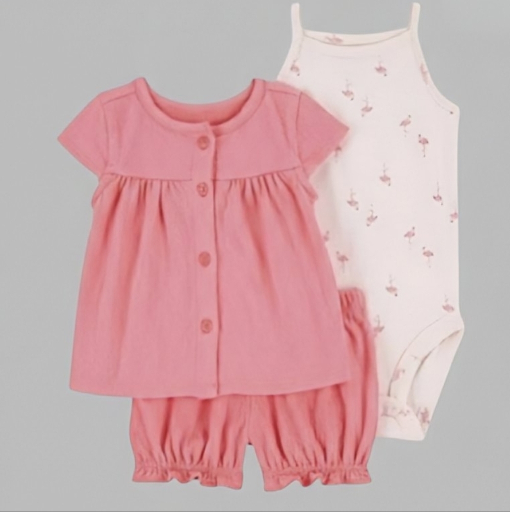 NEW Carter's Girls 3-Piece Diaper Cover Set - Pink Flamingo
